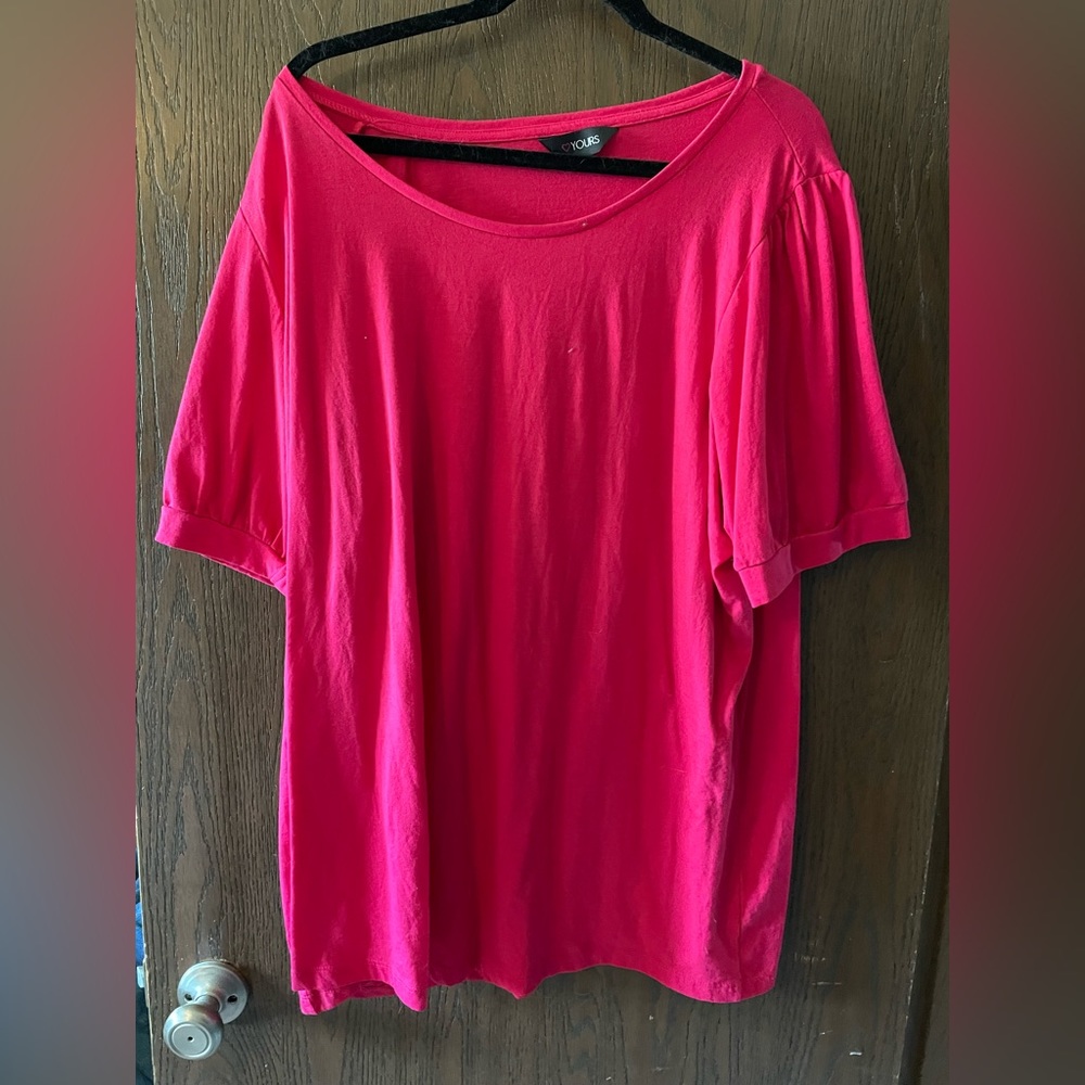 Yours Clothing Hot Pink Balloon Sleeve Top